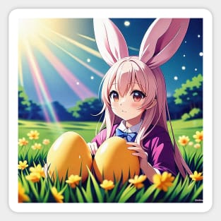 “Sunny Egg Hunt” Anime Bunny Girl Sticker